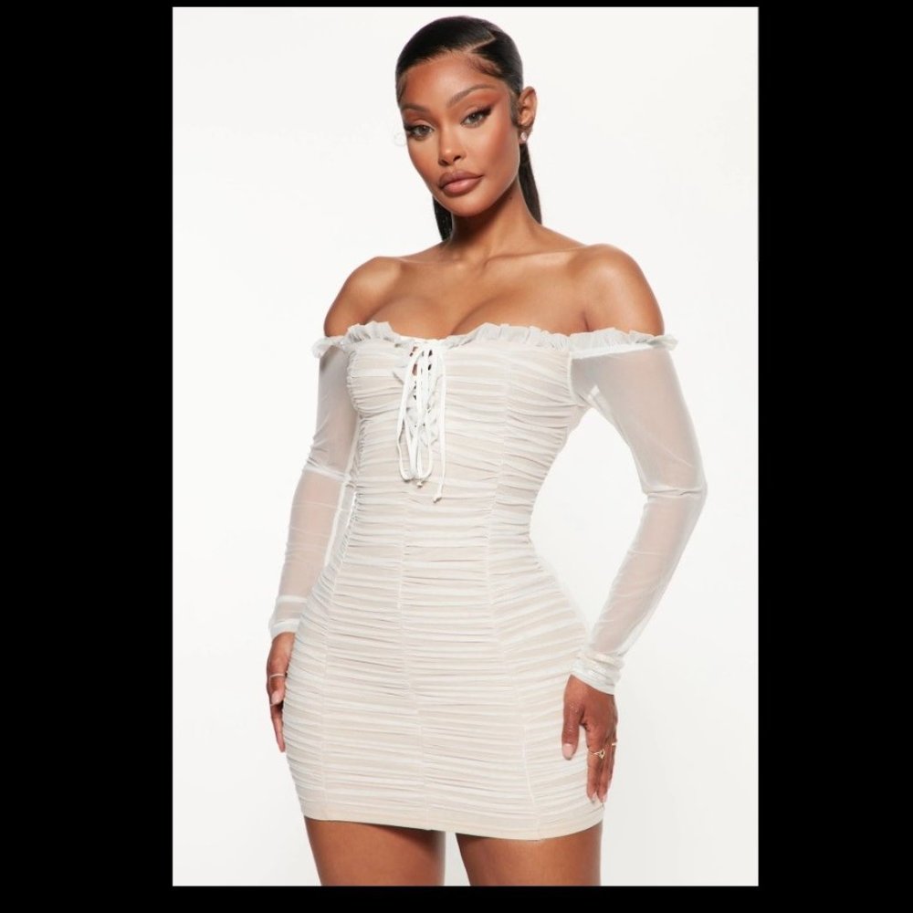 Sheer/White Mesh Dress Fashion Nova